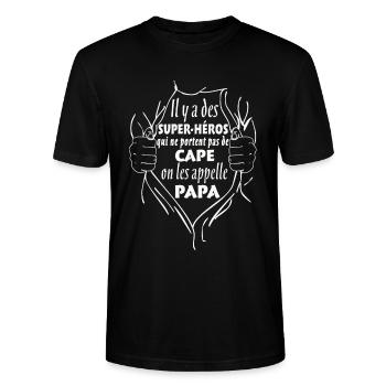 Super-Héros Cape Papa - T-shirt bio CRAFTER Stanley Stella Unisexe - noir - Devant - Alina (178cm) & Michal (187cm)