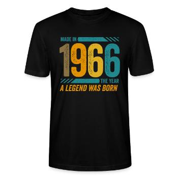 Hergestellt im Jahr 1966, dem Jahr, in dem eine Legende geboren wurde - Stanley/Stella Unisex Bio-T-Shirt CRAFTER - Schwarz - Vorne - Alina (178cm) & Michal (187cm)