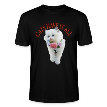 Sassy Cat - Stanley/Stella CRAFTER Unisex Organic T-Shirt - black - Front - Alina (178cm) & Michal (187cm)