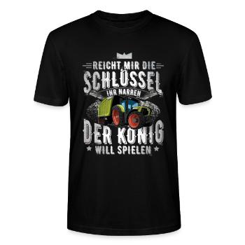 Landwirt - Stanley/Stella Unisex Bio-T-Shirt CRAFTER - Schwarz - Vorne - Alina (178cm) & Michal (187cm)