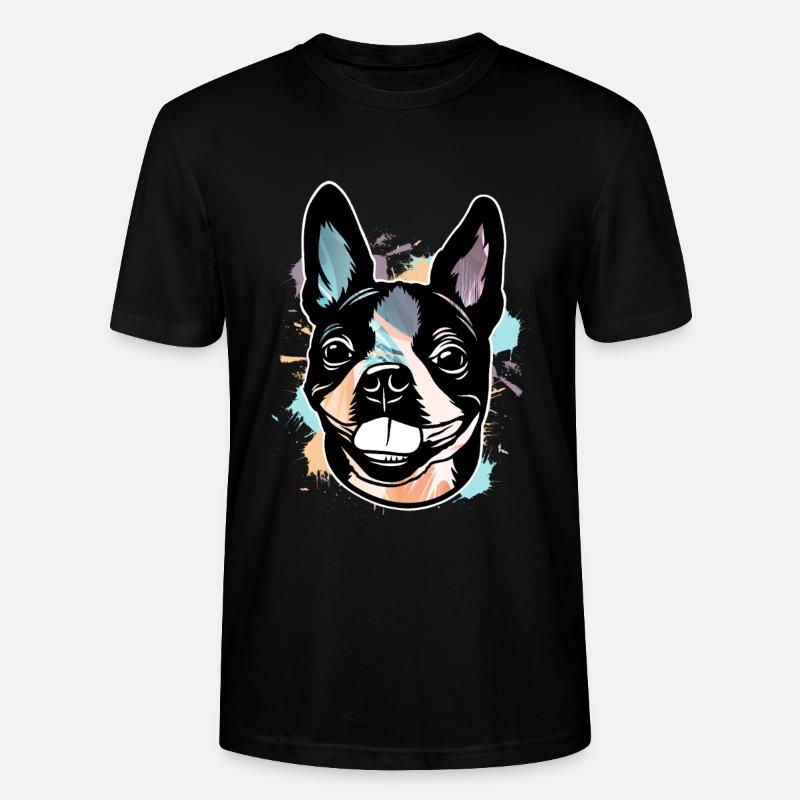 Boston Terrier - Stanley/Stella Unisex Bio-T-Shirt CRAFTER - Schwarz