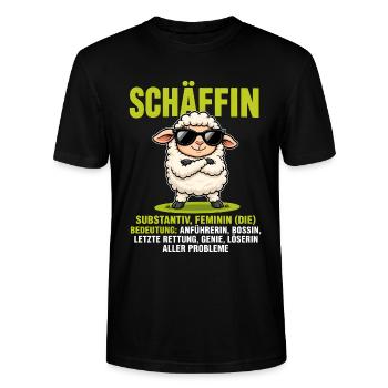 Schäffin - Lustiges Schaf Design für Chefinnen - Stanley/Stella Unisex Bio-T-Shirt CRAFTER - Schwarz - Vorne - Alina (178cm) & Michal (187cm)