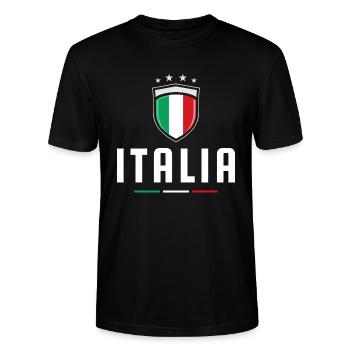 ITALIA ITALIEN FLAGGE WAPPEN EMBLEM FAN GESCHENK - Stanley/Stella Unisex Bio-T-Shirt CRAFTER - Schwarz - Vorne - Alina (178cm) & Michal (187cm)