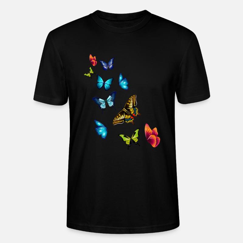 Mädchen Schöne Bunte Schmetterlinge - Stanley/Stella Unisex Bio-T-Shirt CRAFTER - Schwarz