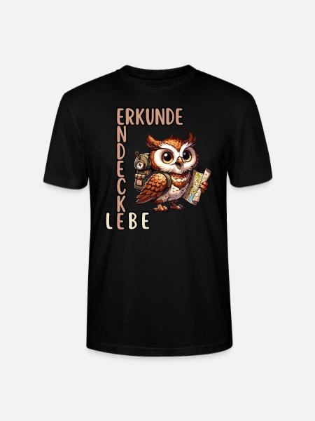 Erkunde, Entdecke, Lebe Eule - Stanley/Stella Unisex Bio-T-Shirt CRAFTER - Schwarz