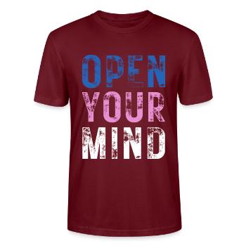 OUVREZ VOTRE – Couleur bleue, rose, blanche - T-shirt bio CRAFTER Stanley Stella Unisexe - bordeaux - Devant - Alina (178cm) & Michal (187cm)