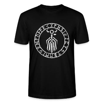 Odin avec runes, Mythologie nordique, Wotan, Heide - T-shirt bio CRAFTER Stanley Stella Unisexe - noir - Devant - Alina (178cm) & Michal (187cm)