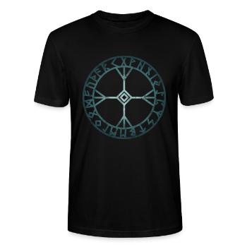 Symbol Wikinger Rune Algiz Odin Thor Loki Asgard - Stanley/Stella Unisex Bio-T-Shirt CRAFTER - Schwarz - Vorne - Alina (178cm) & Michal (187cm)