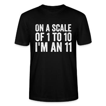 Auf einer Skala von 1 bis 10 bin ich eine 11 - Stanley/Stella Unisex Bio-T-Shirt CRAFTER - Schwarz - Vorne - Alina (178cm) & Michal (187cm)