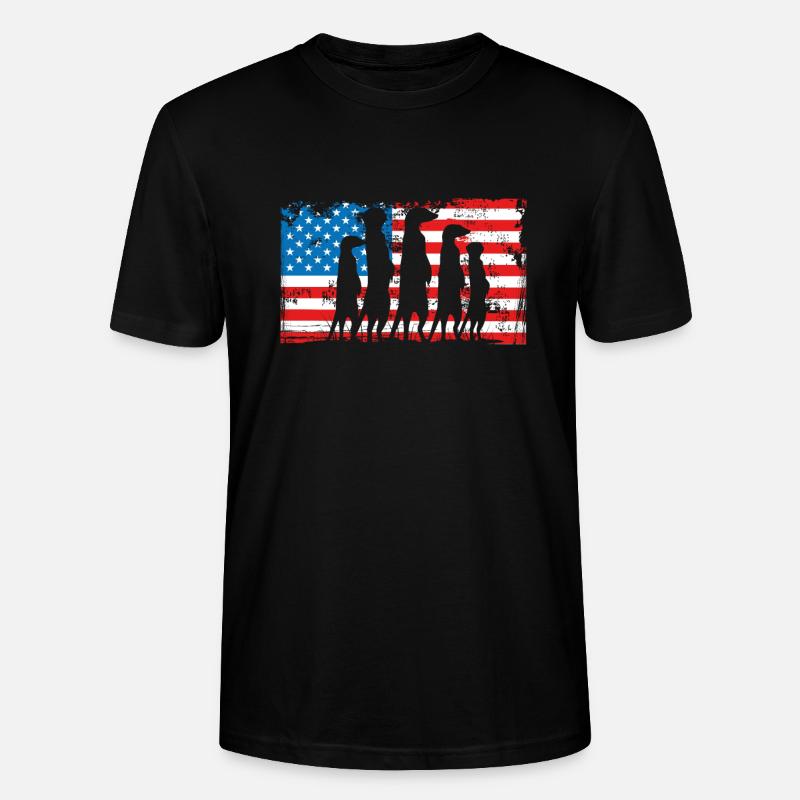 Suricates sur le drapeau américain - T-shirt bio CRAFTER Stanley Stella Unisexe - noir