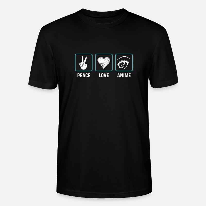 Peace love anime - T-shirt bio CRAFTER Stanley Stella Unisexe - noir