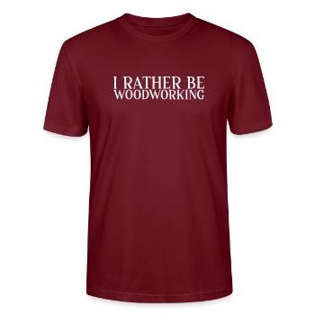 I prefer to process wood - Stanley/Stella CRAFTER Unisex Organic T-Shirt - burgundy - Front - Alina (178cm) & Michal (187cm)