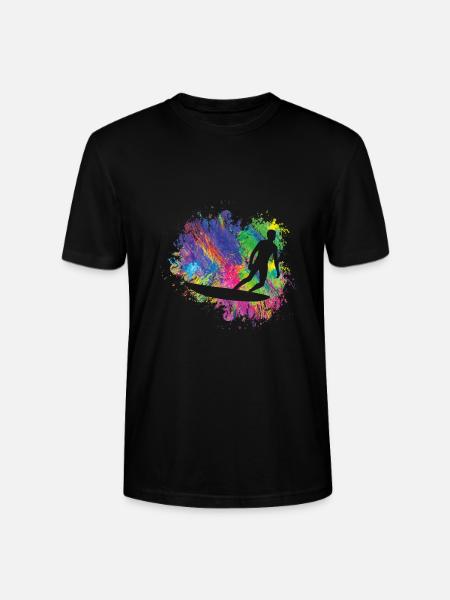 Summer surfer on surfboard - Stanley/Stella CRAFTER Unisex Organic T-Shirt - black