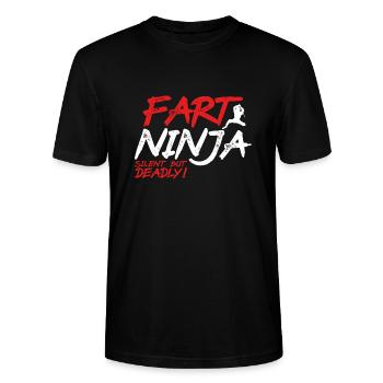 Furz Ninja Japan - Stanley/Stella Unisex Bio-T-Shirt CRAFTER - Schwarz - Vorne - Alina (178cm) & Michal (187cm)