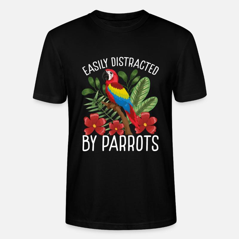 Easily distracted by parrots - Stanley/Stella CRAFTER Unisex Organic T-Shirt - black