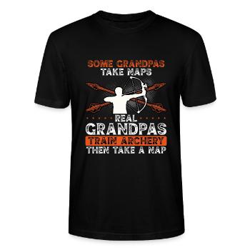 Opa trainiert Bogenschießen - Stanley/Stella Unisex Bio-T-Shirt CRAFTER - Schwarz - Vorne - Alina (178cm) & Michal (187cm)