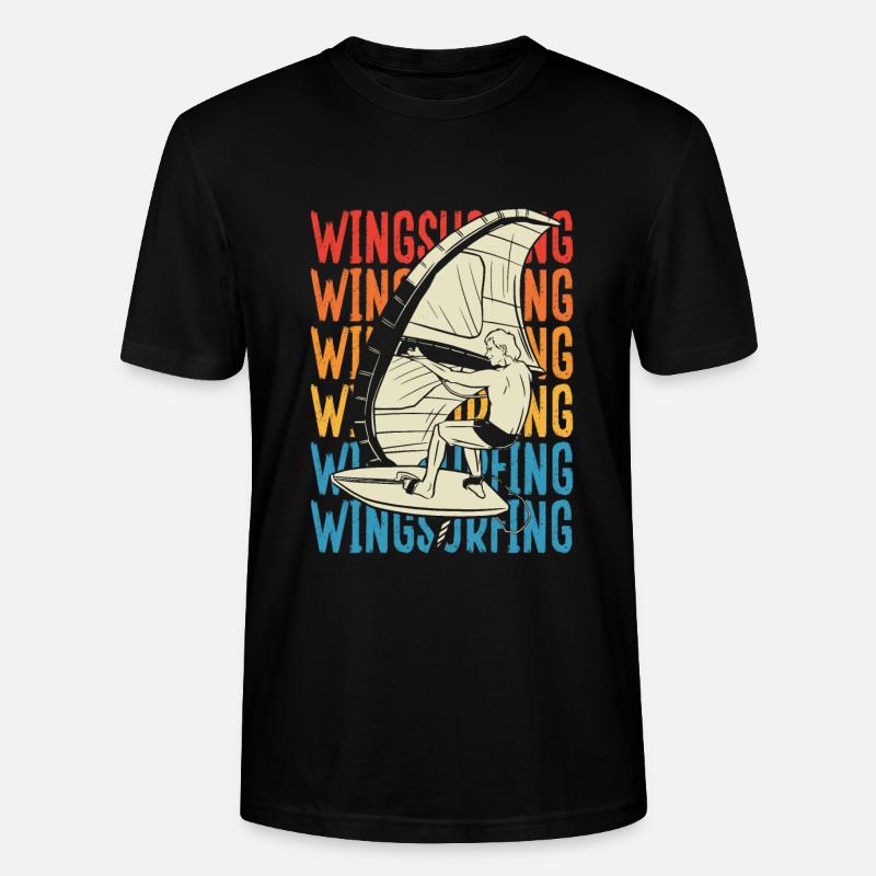 Buntes Skript Des Wingsurfing-mannes - Stanley/Stella Unisex Bio-T-Shirt CRAFTER - Schwarz
