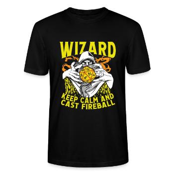 Wizard casts fireball - Stanley/Stella CRAFTER Unisex Organic T-Shirt - black - Front - Alina (178cm) & Michal (187cm)