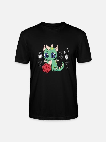 Cute dragon with fantasy cube - Stanley/Stella CRAFTER Unisex Organic T-Shirt - black