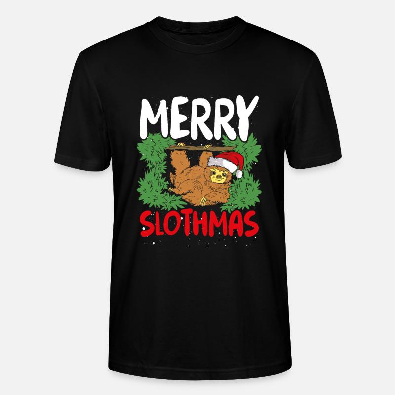 Christmas sloth with red cap - Stanley/Stella CRAFTER Unisex Organic T-Shirt - black