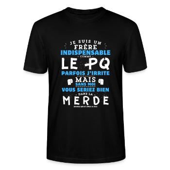 J'aime mon frère PQ - idée cadeau humour frangin - T-shirt bio CRAFTER Stanley Stella Unisexe - noir - Devant - Alina (178cm) & Michal (187cm)