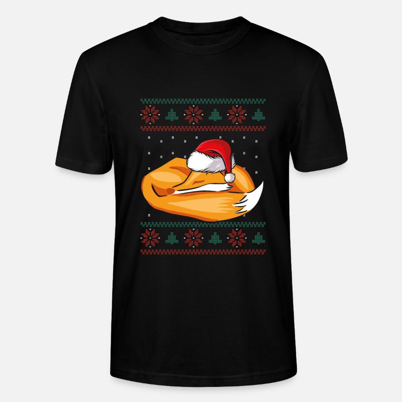 Schlafender Weihnachtsfuchs - Stanley/Stella Unisex Bio-T-Shirt CRAFTER - Schwarz