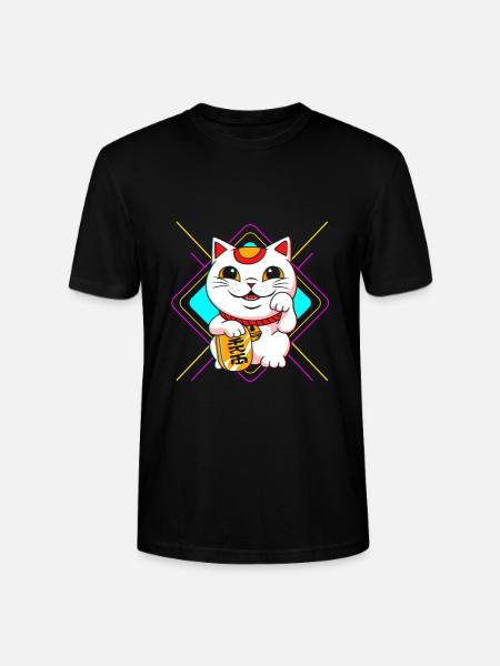 Maneki Neko Japan Glücksbringer - Stanley/Stella Unisex Bio-T-Shirt CRAFTER - Schwarz