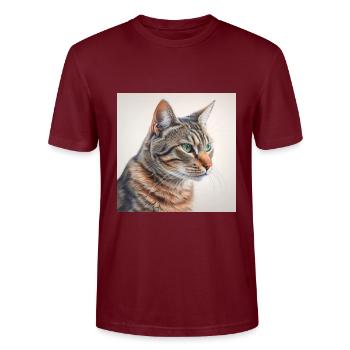 Katze - Stanley/Stella Unisex Bio-T-Shirt CRAFTER - Burgunderrot - Vorne - Alina (178cm) & Michal (187cm)