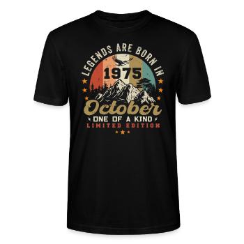 Oktober 1975 - Geburtstag im Oktober 1975 - Stanley/Stella Unisex Bio-T-Shirt CRAFTER - Schwarz - Vorne - Alina (178cm) & Michal (187cm)