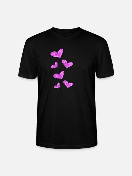 pink hearts - Stanley/Stella CRAFTER Unisex Organic T-Shirt - black