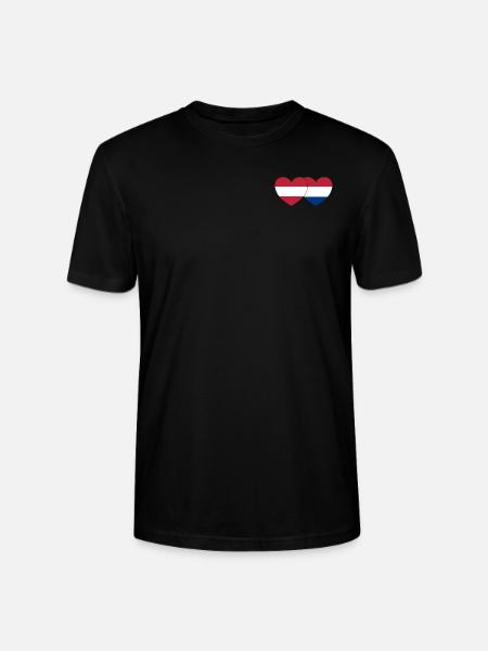 Austria Holland Flag Heart - Stanley/Stella CRAFTER Unisex Organic T-Shirt - black