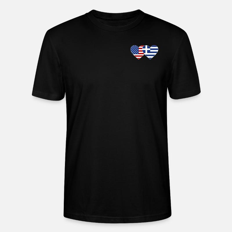 États-Unis Grèce Flag Heart - T-shirt bio CRAFTER Stanley Stella Unisexe - noir