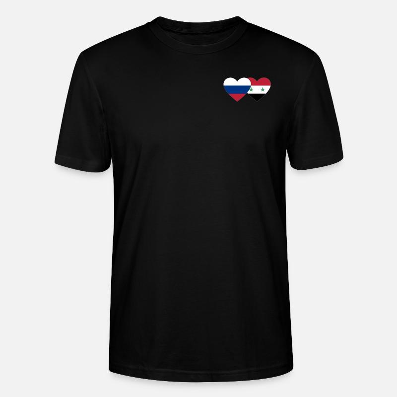 Russie Syrie Flag Coeur - T-shirt bio CRAFTER Stanley Stella Unisexe - noir