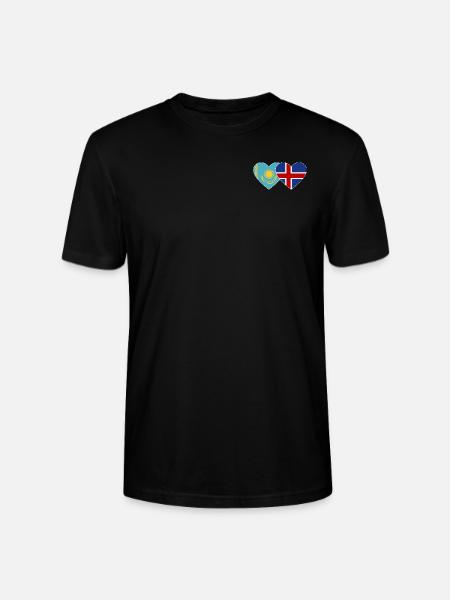 Kasachstan Island Flagge Herz - Stanley/Stella Unisex Bio-T-Shirt CRAFTER - Schwarz