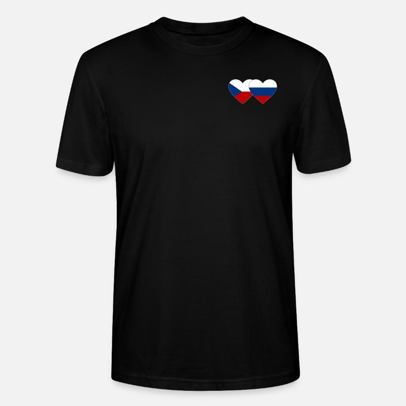 République tchèque Russie Flag Heart - T-shirt bio CRAFTER Stanley Stella Unisexe - noir
