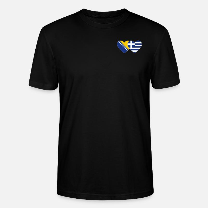 Bosnie Grèce Flag Heart - T-shirt bio CRAFTER Stanley Stella Unisexe - noir