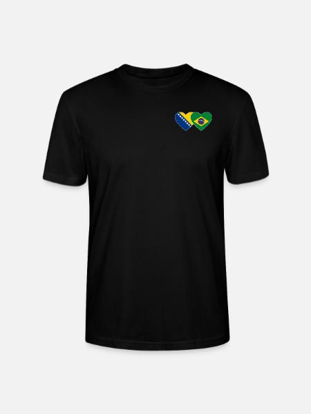 Bosnia Brazil Flag Heart - Stanley/Stella CRAFTER Unisex Organic T-Shirt - black