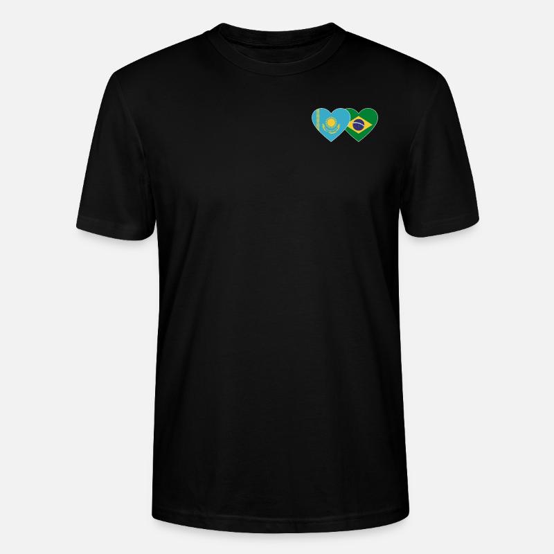 Kazakhstan Brésil Drapeau Coeur - T-shirt bio CRAFTER Stanley Stella Unisexe - noir