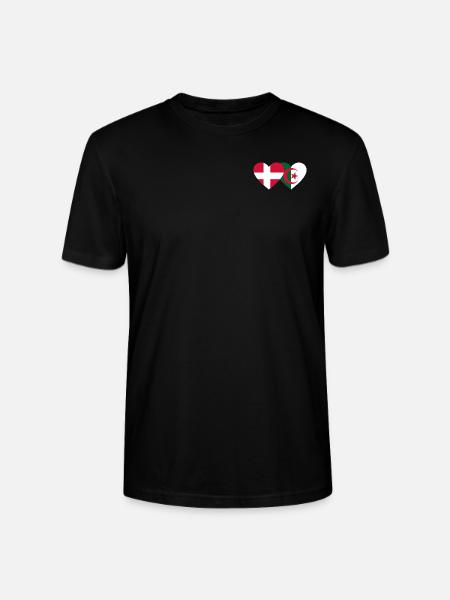 Denmark Algeria Flag Heart - Stanley/Stella CRAFTER Unisex Organic T-Shirt - black
