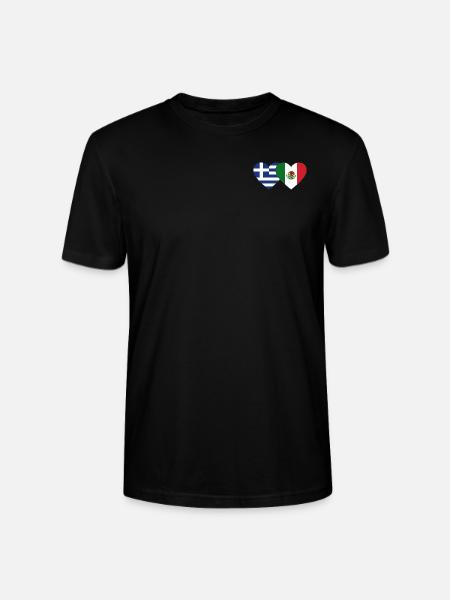 Greece Mexico Flag Heart - Stanley/Stella CRAFTER Unisex Organic T-Shirt - black