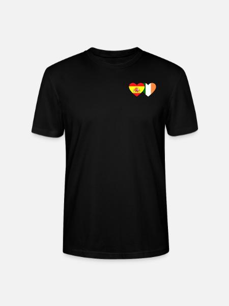 Spain Ireland Flag Heart - Stanley/Stella CRAFTER Unisex Organic T-Shirt - black