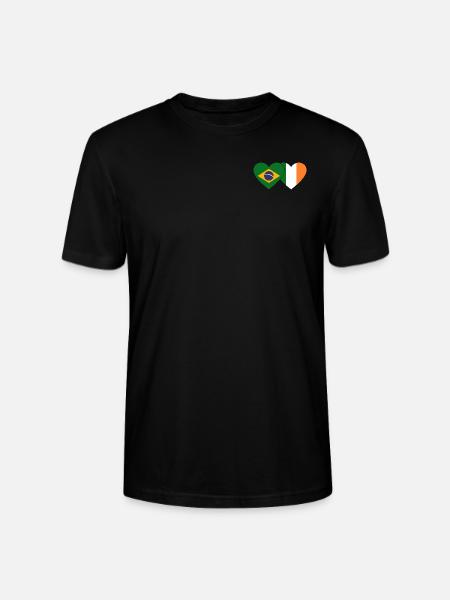Brazil Ireland Flag Heart - Stanley/Stella CRAFTER Unisex Organic T-Shirt - black