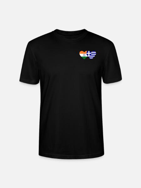 Inde Grèce Drapeau Coeur - T-shirt bio CRAFTER Stanley Stella Unisexe - noir
