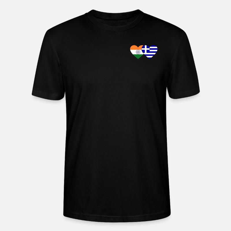 Inde Grèce Drapeau Coeur - T-shirt bio CRAFTER Stanley Stella Unisexe - noir