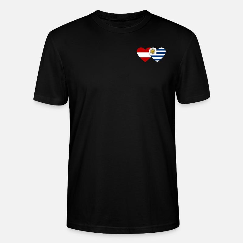 Autriche Uruguay Drapeau du cœur - T-shirt bio CRAFTER Stanley Stella Unisexe - noir