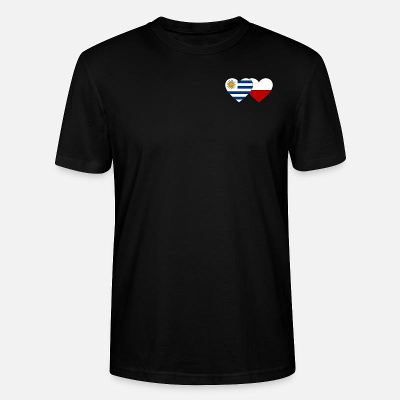 Uruguay Pologne Drapeau du cœur - T-shirt bio CRAFTER Stanley Stella Unisexe - noir