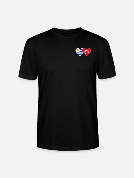 Uruguay Turkey Heart Flag - Stanley/Stella CRAFTER Unisex Organic T-Shirt - black