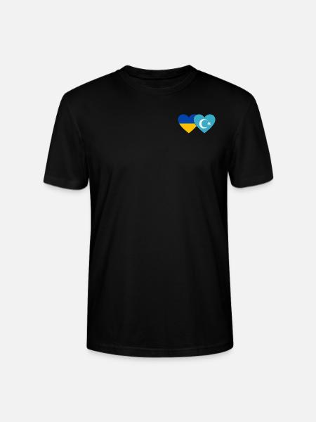 Ukraine Uyghurs Heart Flag - Stanley/Stella CRAFTER Unisex Organic T-Shirt - black