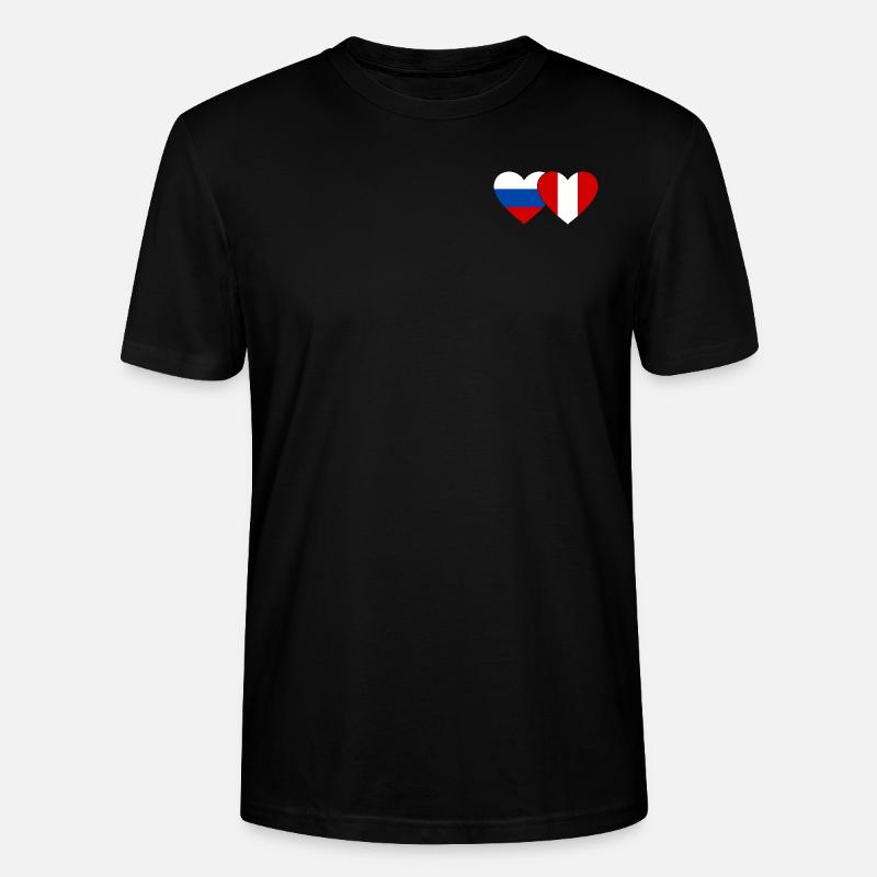 Russie Pérou Drapeau du Cœur - T-shirt bio CRAFTER Stanley Stella Unisexe - noir