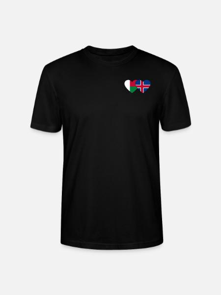 Madagascar Iceland Flag Heart - Stanley/Stella CRAFTER Unisex Organic T-Shirt - black